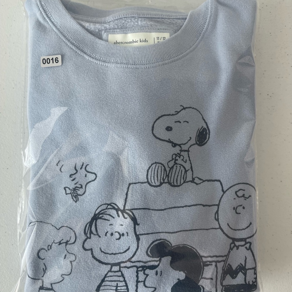 Abercrombie Kids Light Blue Peanuts Crewneck Sweater - Picture 9 of 9